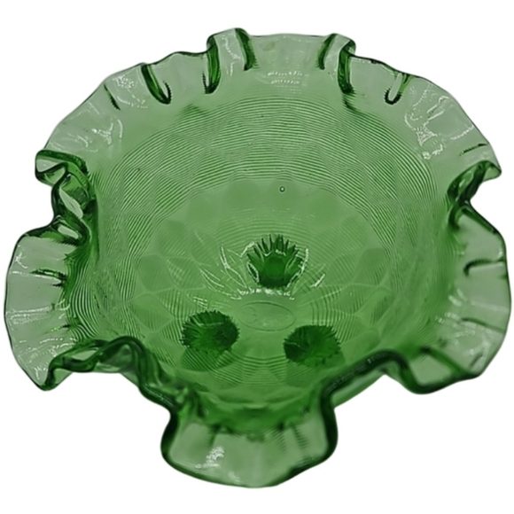 FENTON vintage signed threaded diamond optic glass bowl - Picture 2 of 9